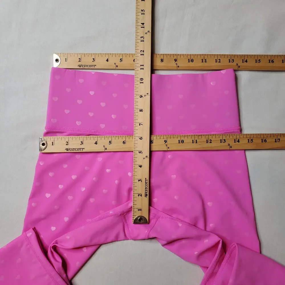 Terez Women's Size M NWT Heart Foil Uplift Leggings Pink - Picture 2 of 6